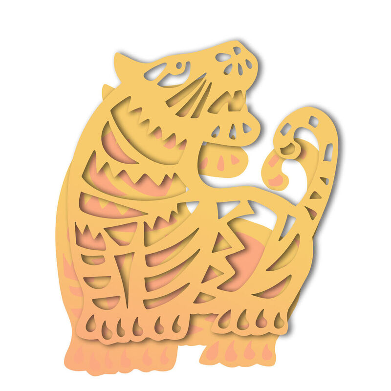 Year of the tiger Paper Cutting Illustration Vector