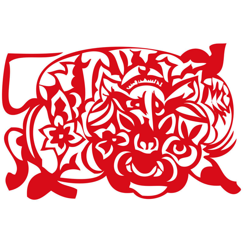 Year of the tiger Paper Cutting Illustration Vector