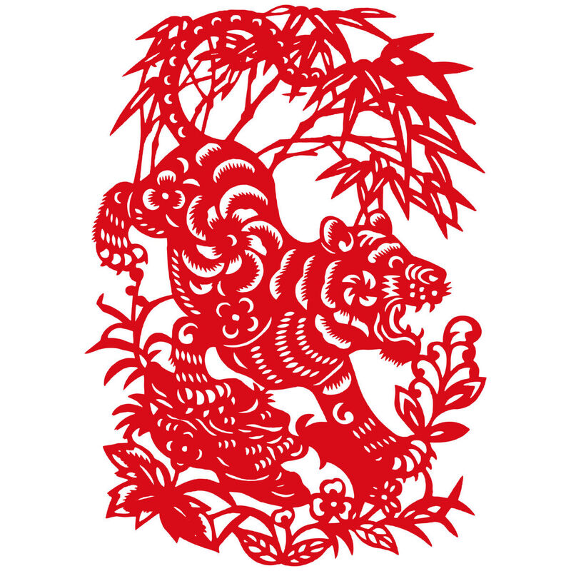 Year of the tiger Paper Cutting Illustration Vector