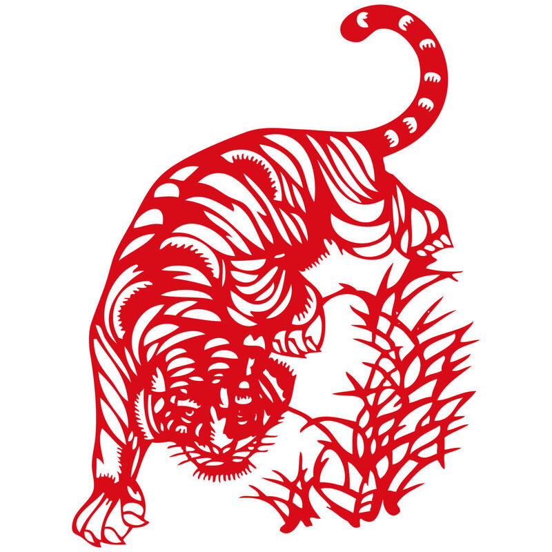 Year of the tiger Paper Cutting Illustration Vector