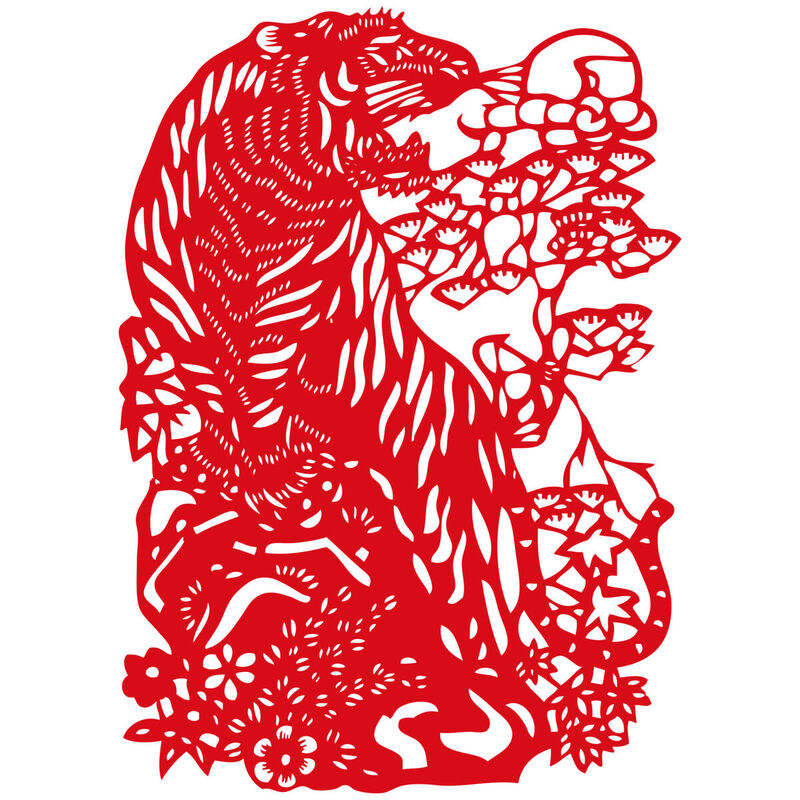 Year of the tiger Paper Cutting Illustration Vector