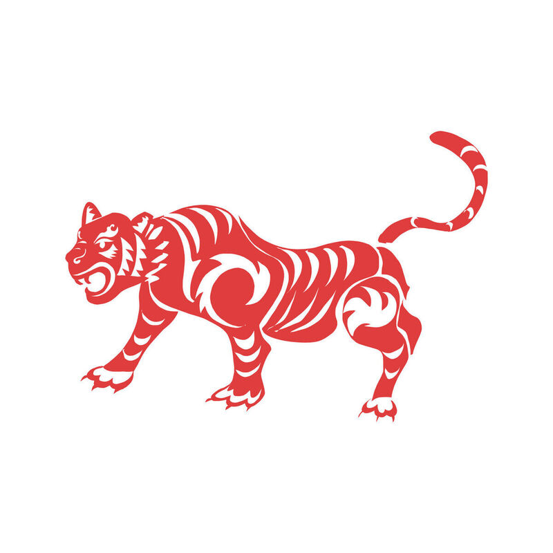 Year of the tiger Paper Cutting Illustration Vector