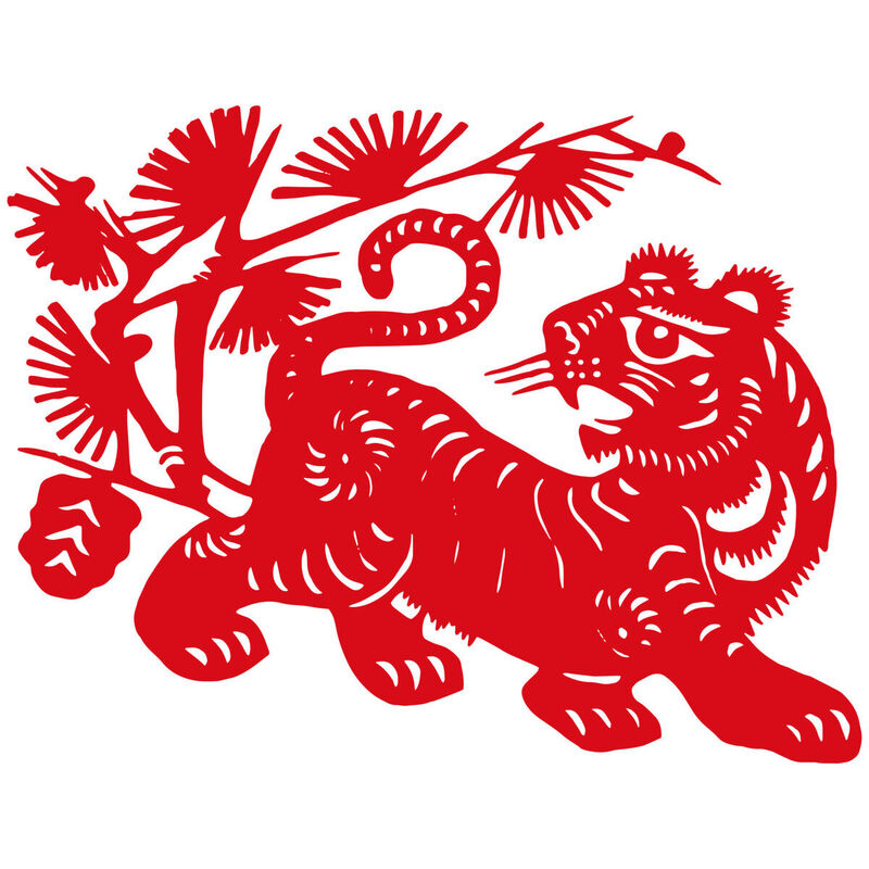 Year of the tiger Paper Cutting Illustration Vector