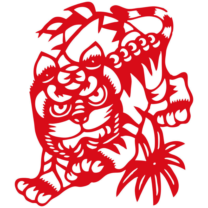 Year of the tiger Paper Cutting Illustration Vector