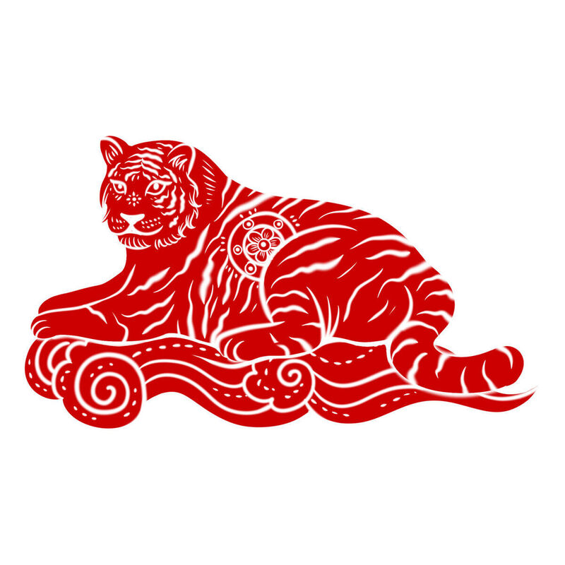 Year of the tiger Paper Cutting Illustration Vector