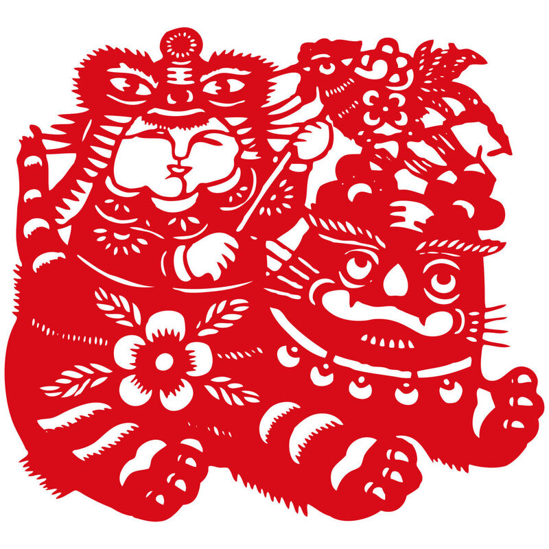 Year of the tiger Paper Cutting Illustration Vector