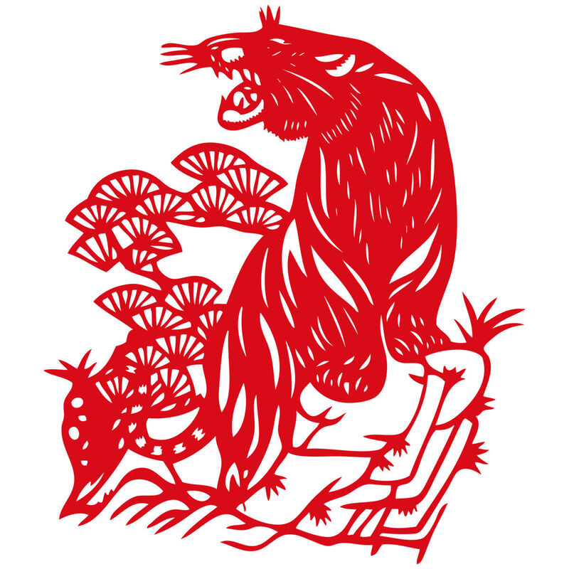 Year of the tiger Paper Cutting Illustration Vector