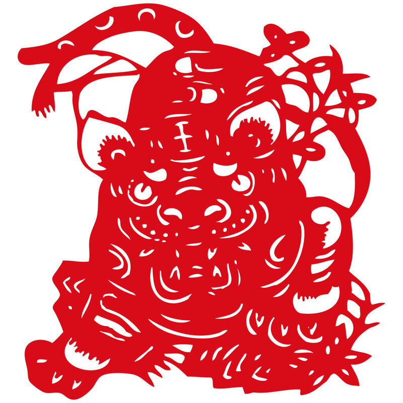 Year of the tiger Paper Cutting Illustration Vector