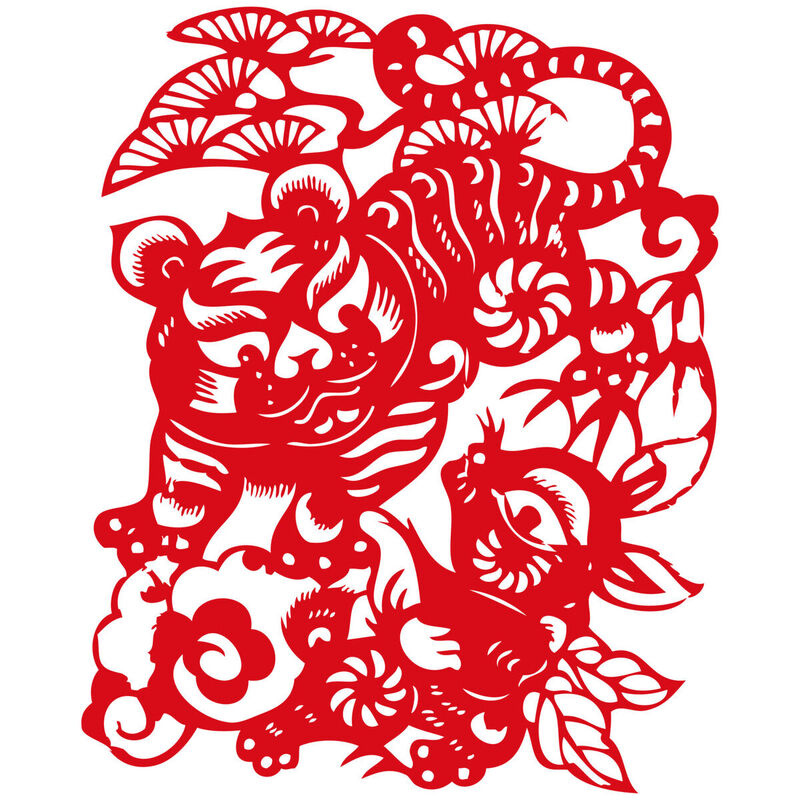 Year of the tiger Paper Cutting Illustration Vector