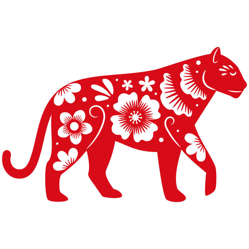 Year of the tiger Paper Cutting Illustration Vector