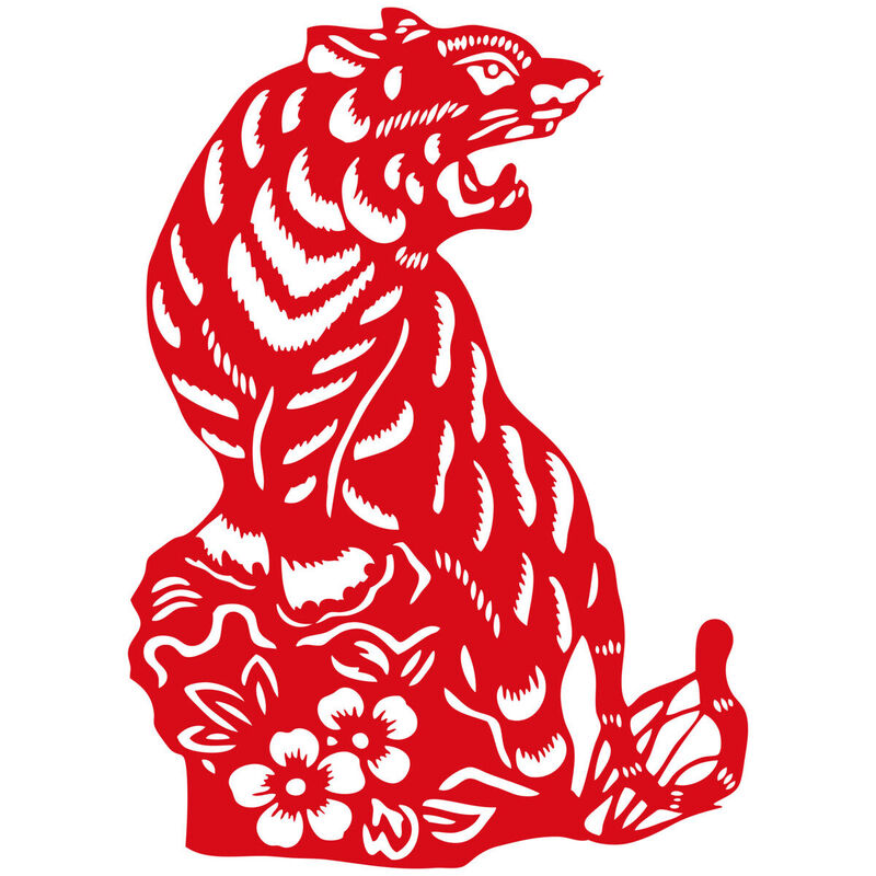 Year of the tiger Paper Cutting Illustration Vector