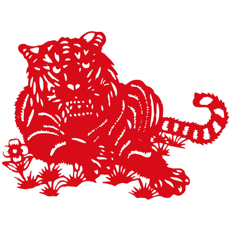 Year of the tiger Paper Cutting Illustration Vector