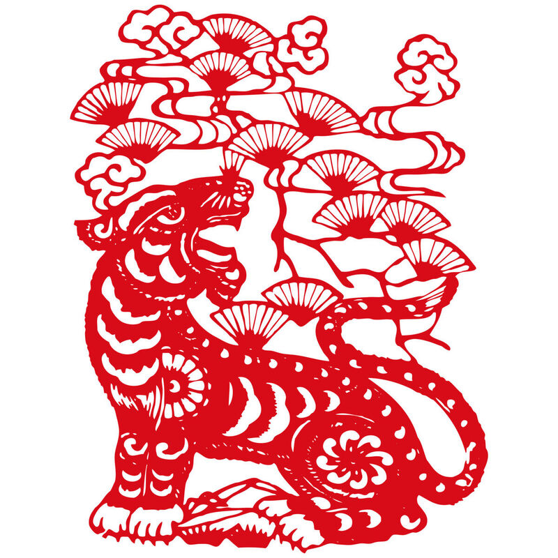 Year of the tiger Paper Cutting Illustration Vector