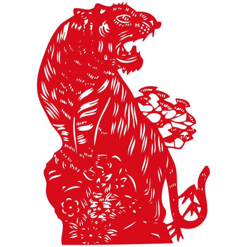 Year of the tiger Paper Cutting Illustration Vector