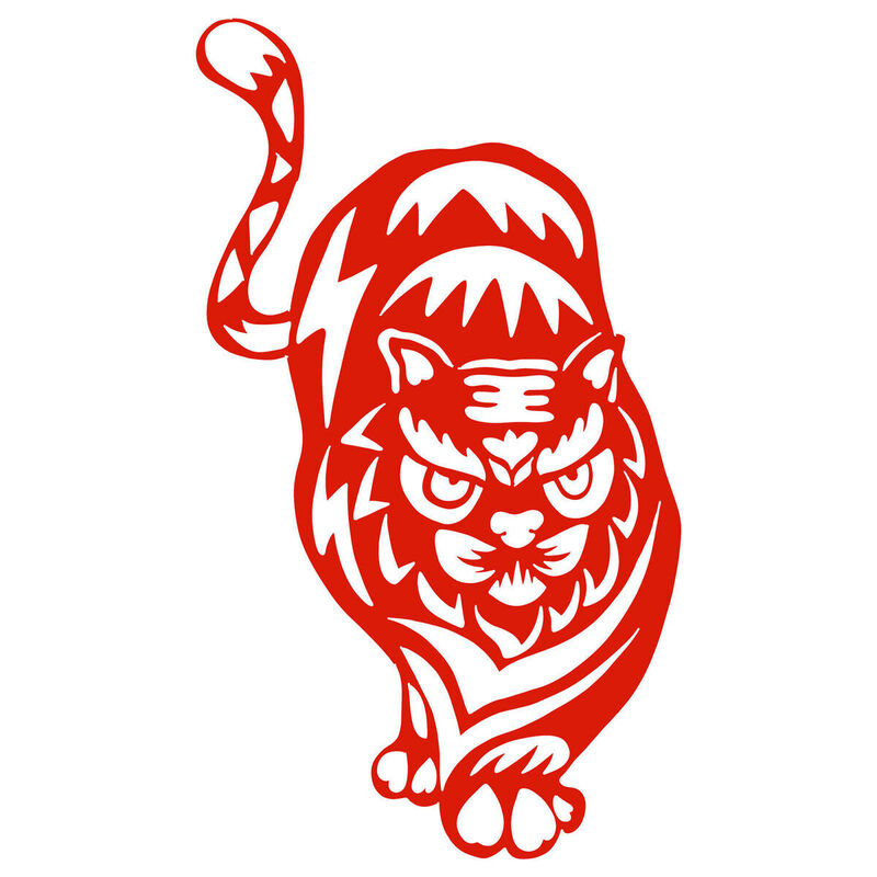 Year of the tiger Paper Cutting Illustration Vector