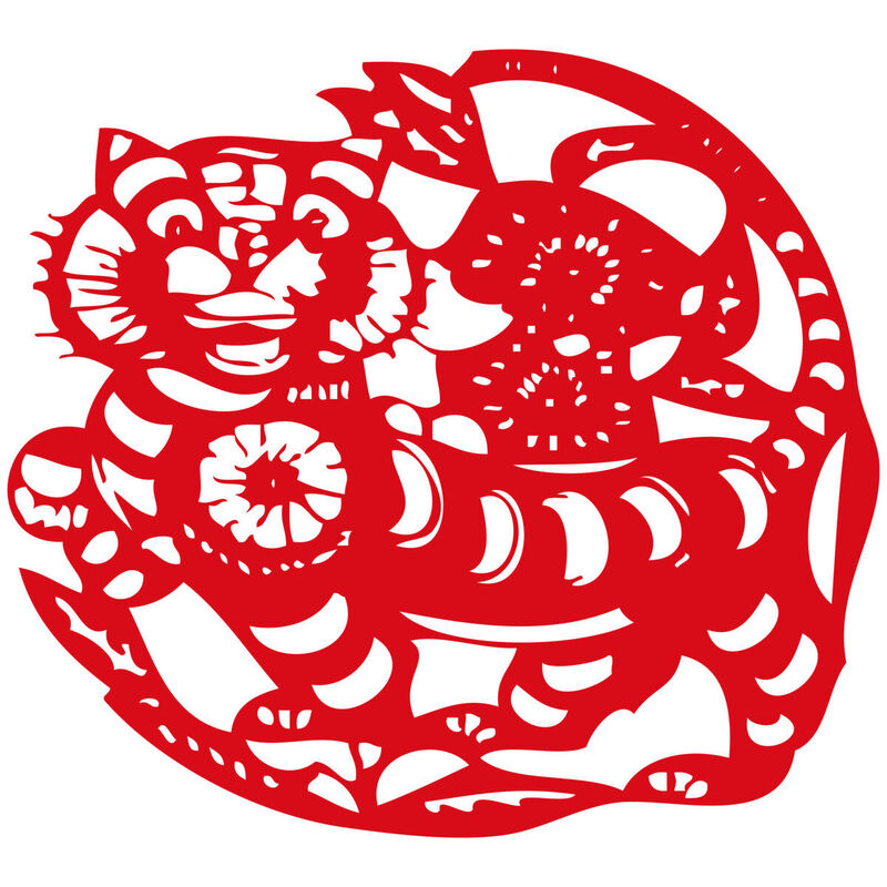 Year of the tiger Paper Cutting Illustration Vector