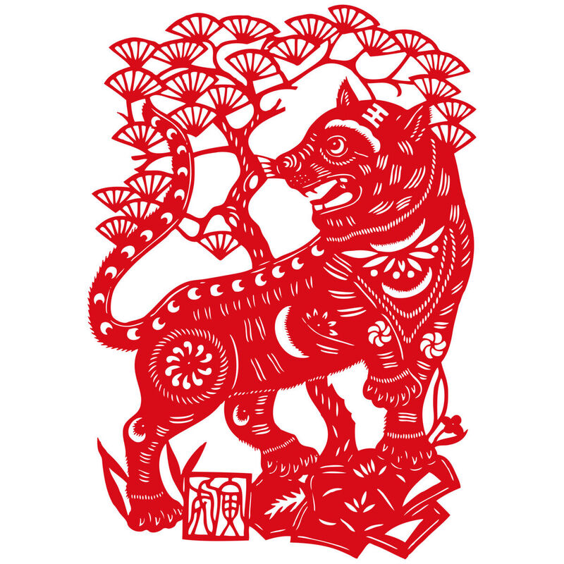 Year of the tiger Paper Cutting Illustration Vector