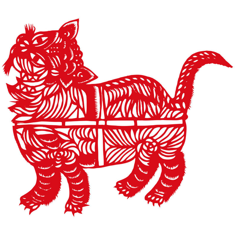 Year of the tiger Paper Cutting Illustration Vector