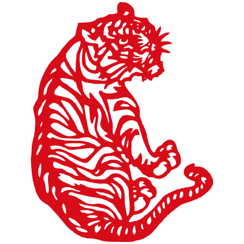 Year of the tiger Paper Cutting Illustration Vector