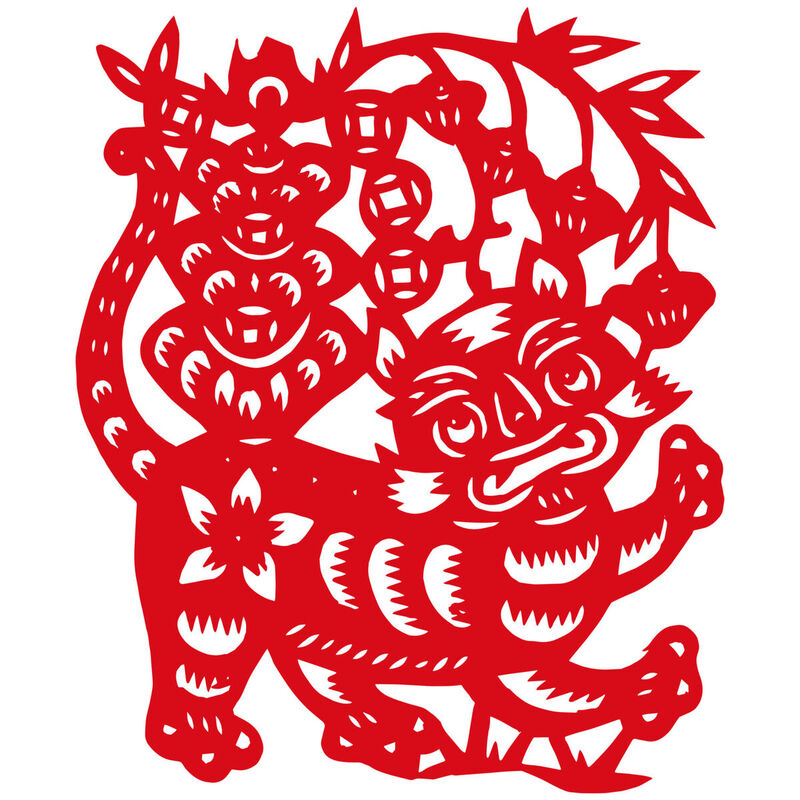 Year of the tiger Paper Cutting Illustration Vector