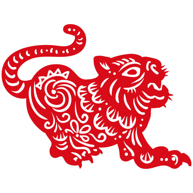 Year of the tiger Paper Cutting Illustration Vector