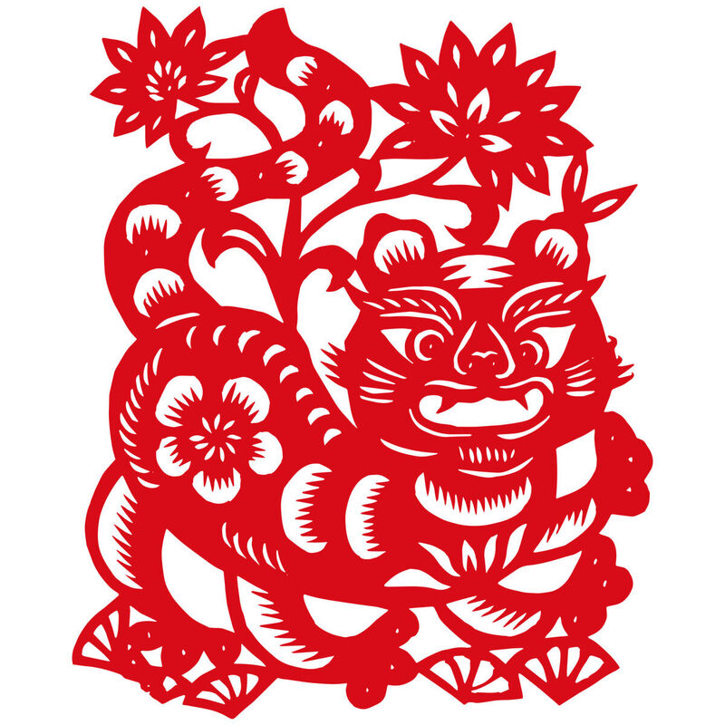 Year of the tiger Paper Cutting Illustration Vector