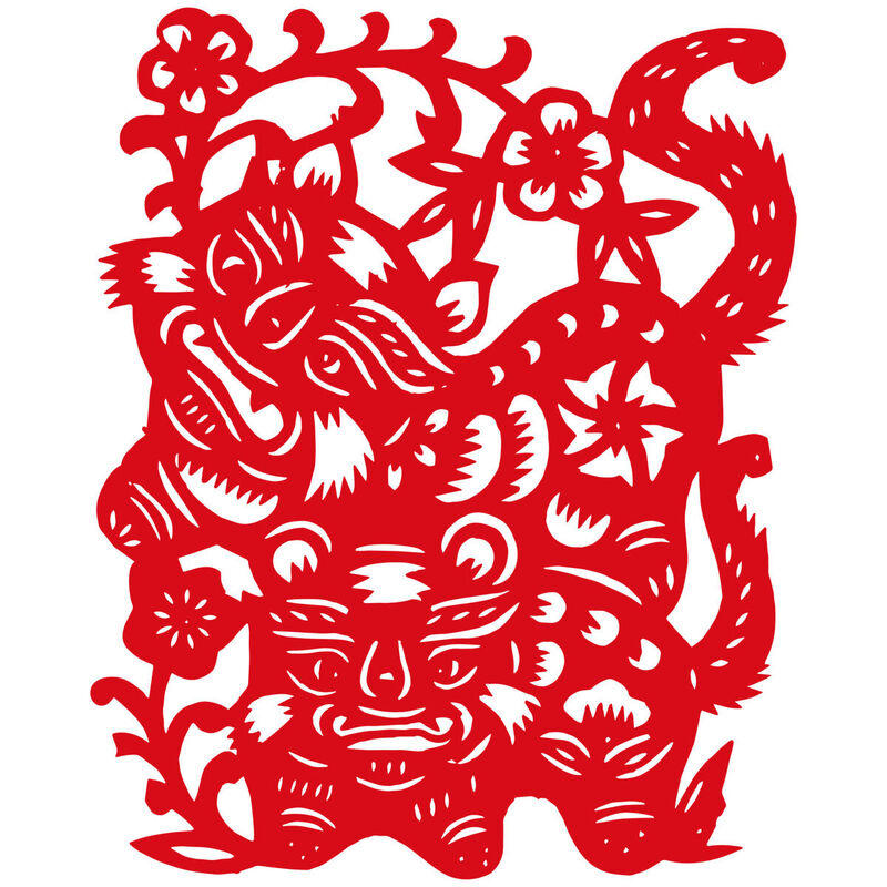 Year of the tiger Paper Cutting Illustration Vector