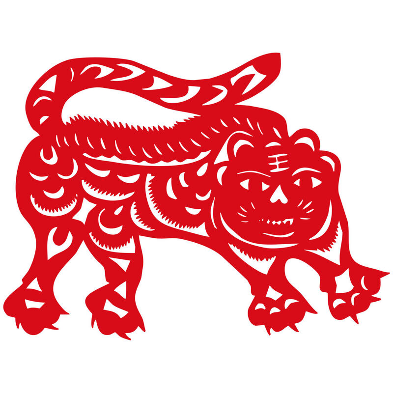 Year of the tiger Paper Cutting Illustration Vector