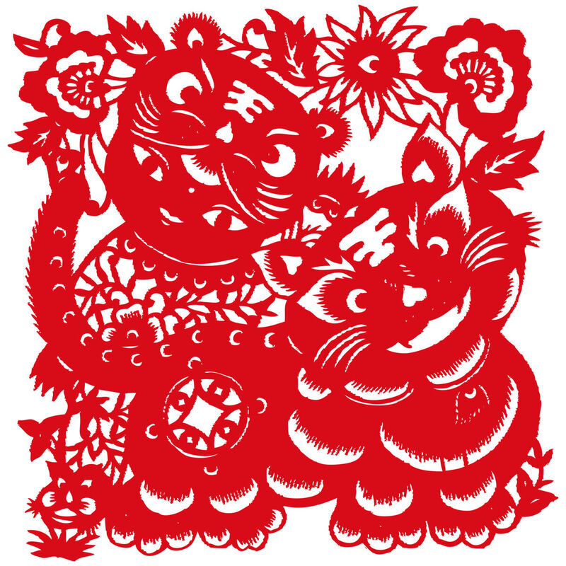 Year of the tiger Paper Cutting Illustration Vector