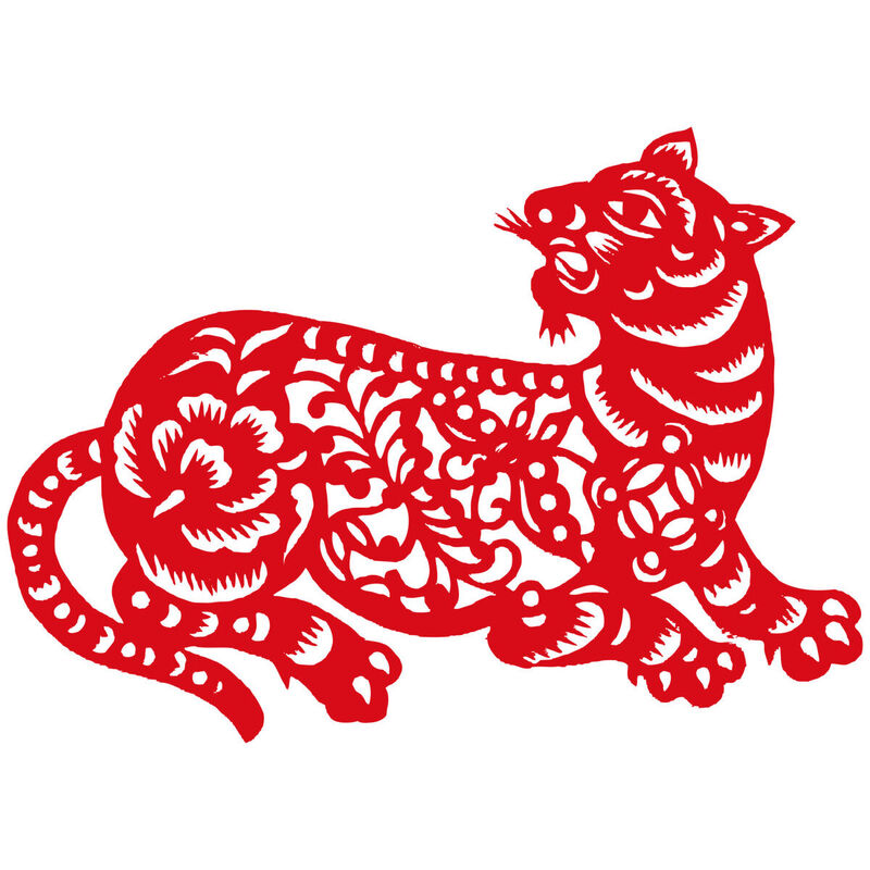 Year of the tiger Paper Cutting Illustration Vector