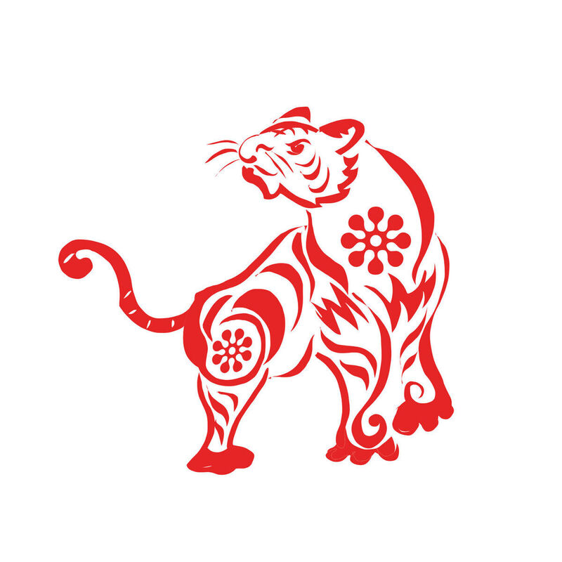 Year of the tiger Paper Cutting Illustration Vector