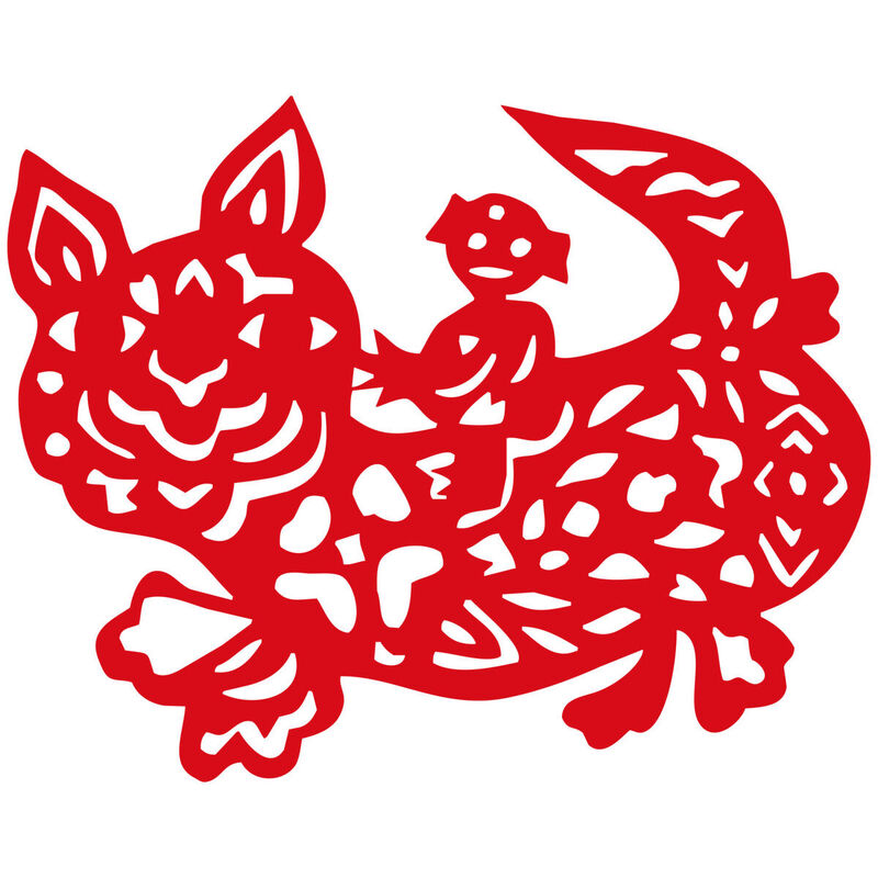 Year of the tiger Paper Cutting Illustration Vector