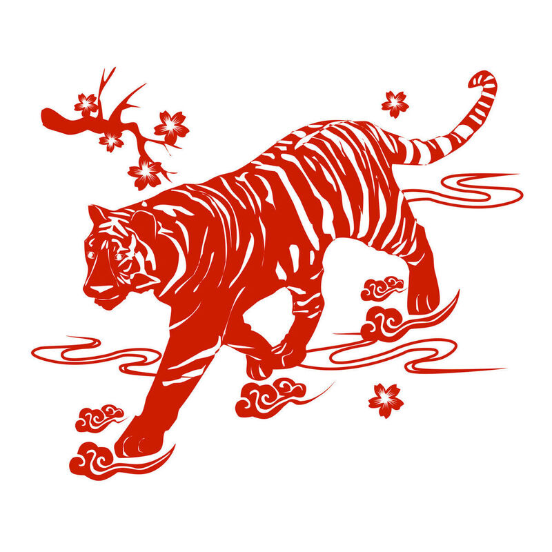 Year of the tiger Paper Cutting Illustration Vector