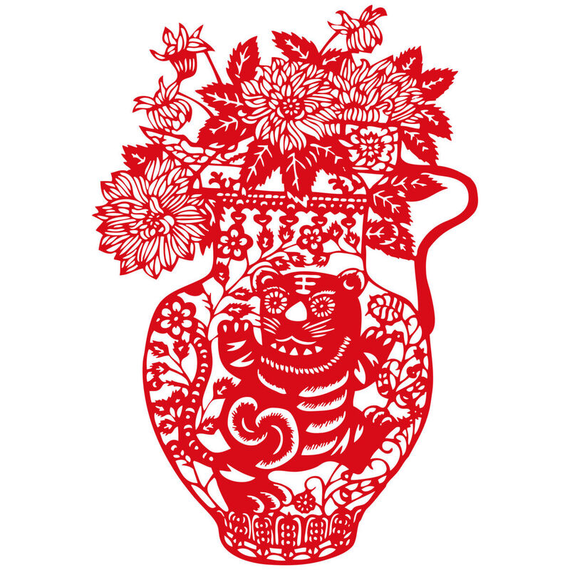 Year of the tiger Paper Cutting Illustration Vector