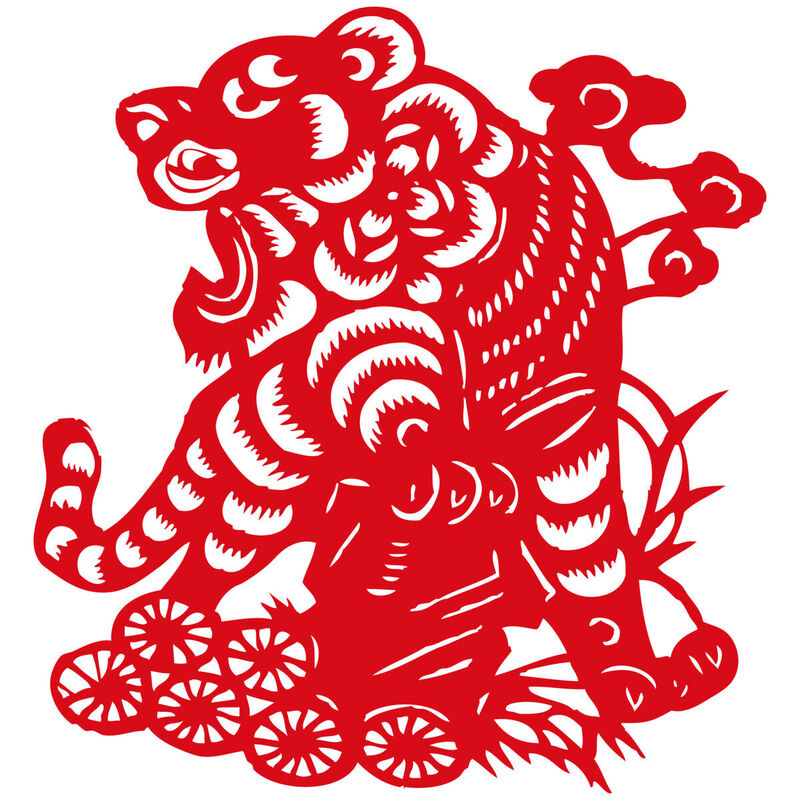 Year of the tiger Paper Cutting Illustration Vector