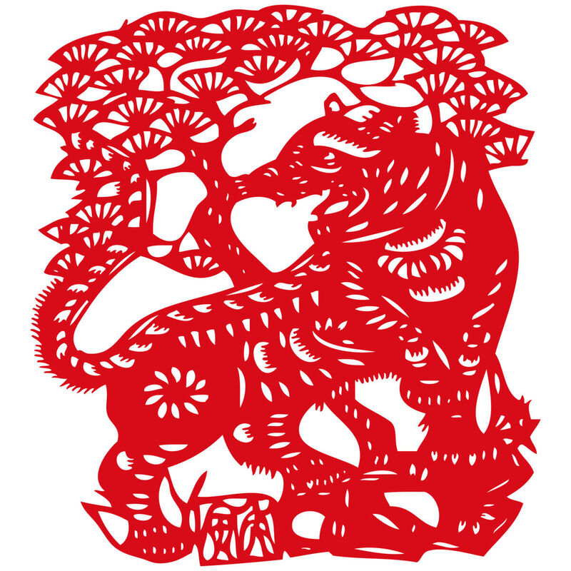 Year of the tiger Paper Cutting Illustration Vector