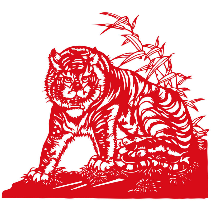 Year of the tiger Paper Cutting Illustration Vector