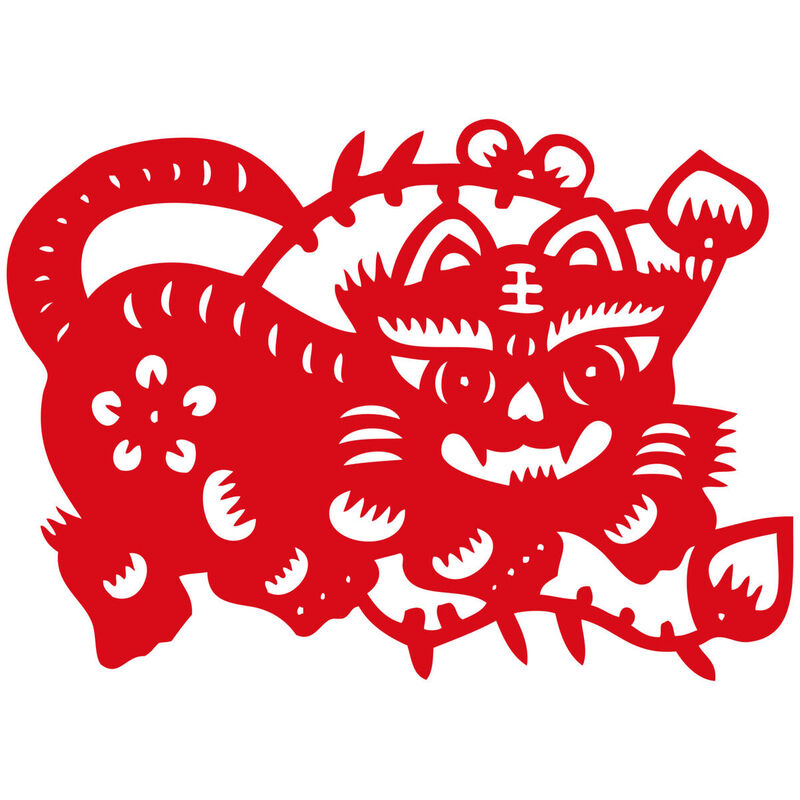 Year of the tiger Paper Cutting Illustration Vector