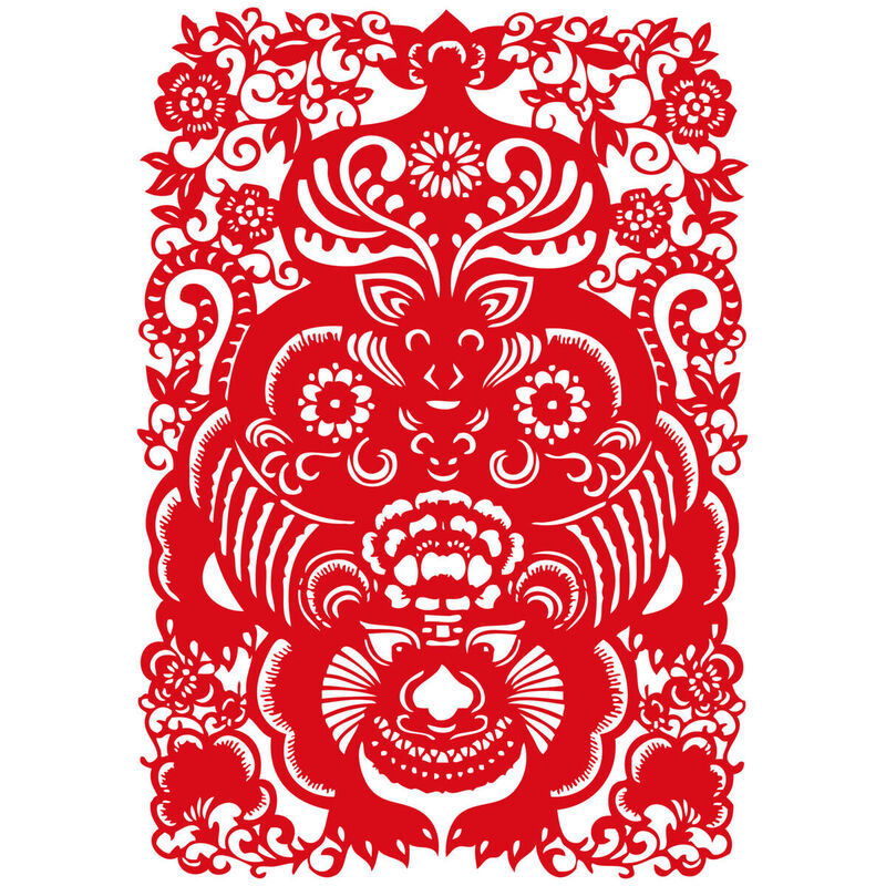 Year of the tiger Paper Cutting Illustration Vector