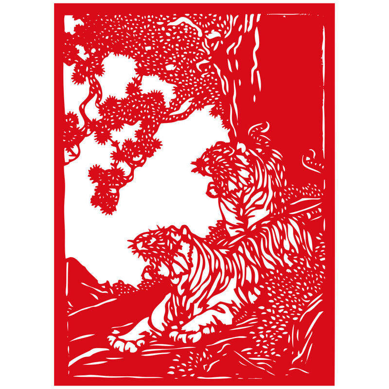 Year of the tiger Paper Cutting Illustration Vector