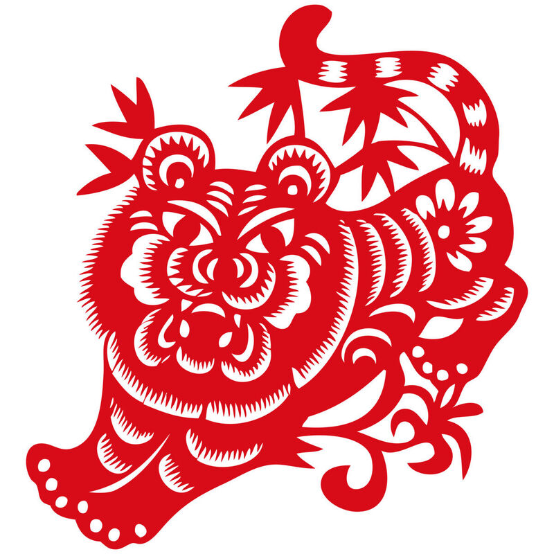 Year of the tiger Paper Cutting Illustration Vector